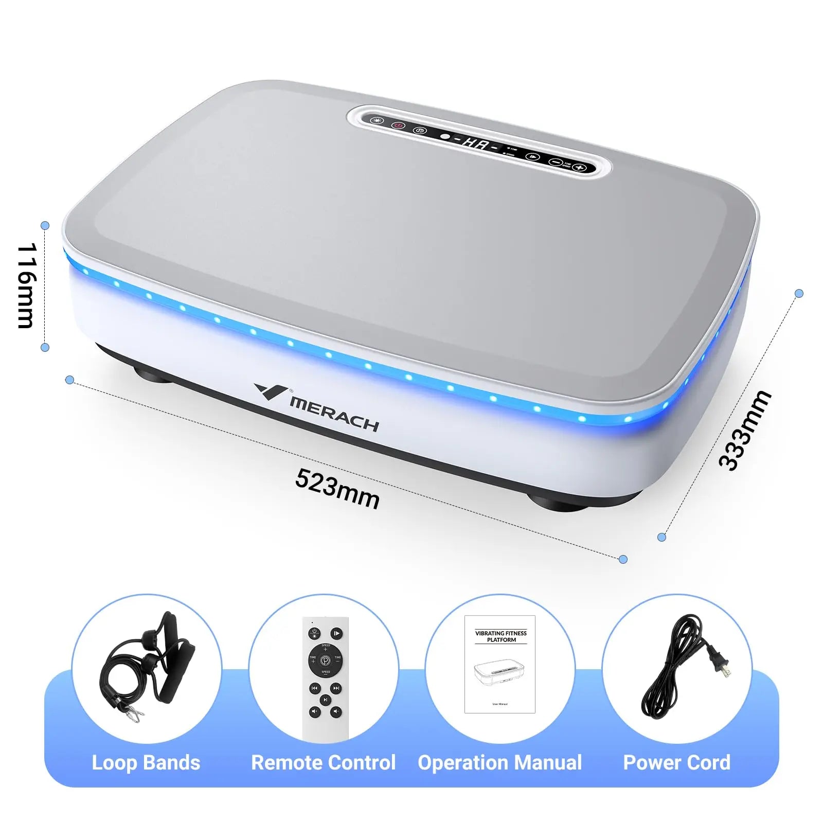 MERACH LED Vibration Plate Exercise Machine — Whole Body Workout Platform with Lymphatic Drainage, Bluetooth Music, 99 Speeds & 330lbs Capacity $159.99-$169.99