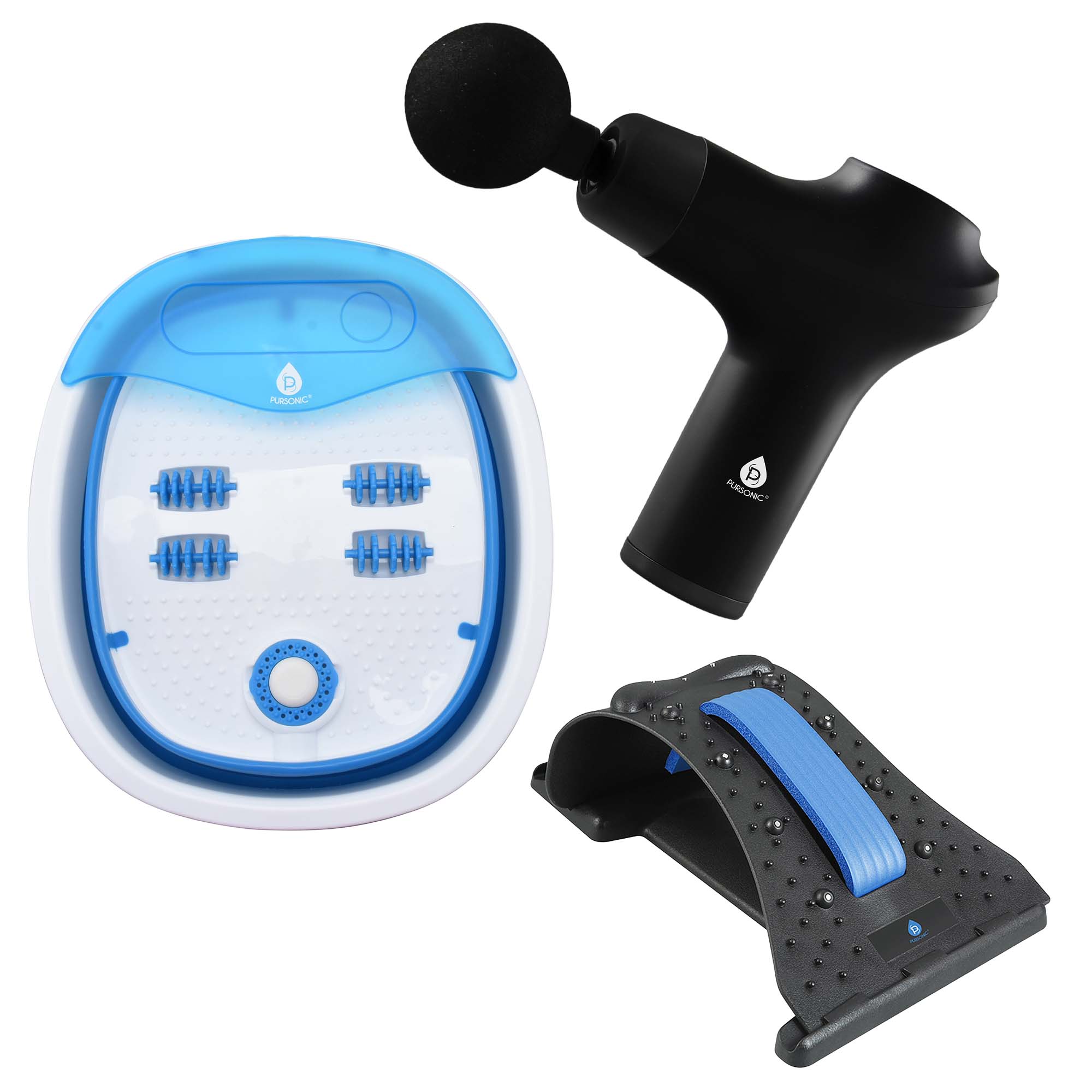 Head‑to‑Toe Relaxation Bundle – Massage Gun, Neck Stretcher & Wireless Foot Spa $109.99
