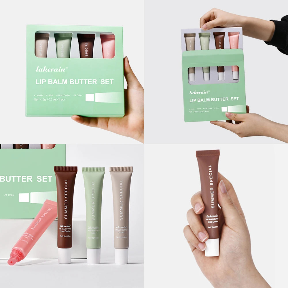 Lakerain Hydrating Lip Balm Set – 4‑Pack Gloss & Lip Oil Kit | Deep Moisturizing, Nourishing Shine, Long‑Lasting Lip Care $8.99