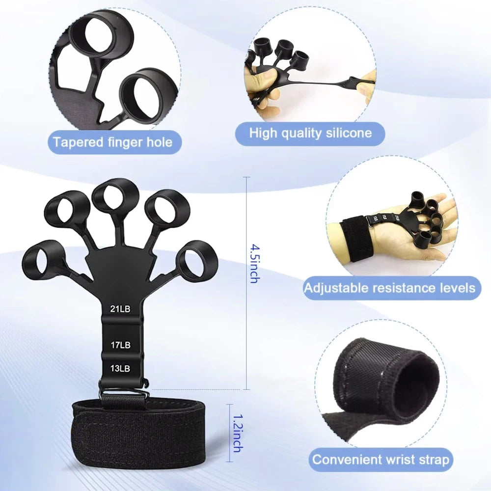 ProGrip™ 5‑Piece Heavy‑Duty Hand Strengthening Kit — Adjustable 10–60kg Gripper, Finger Trainer, Stress Ball & Forearm Ring  $18.99