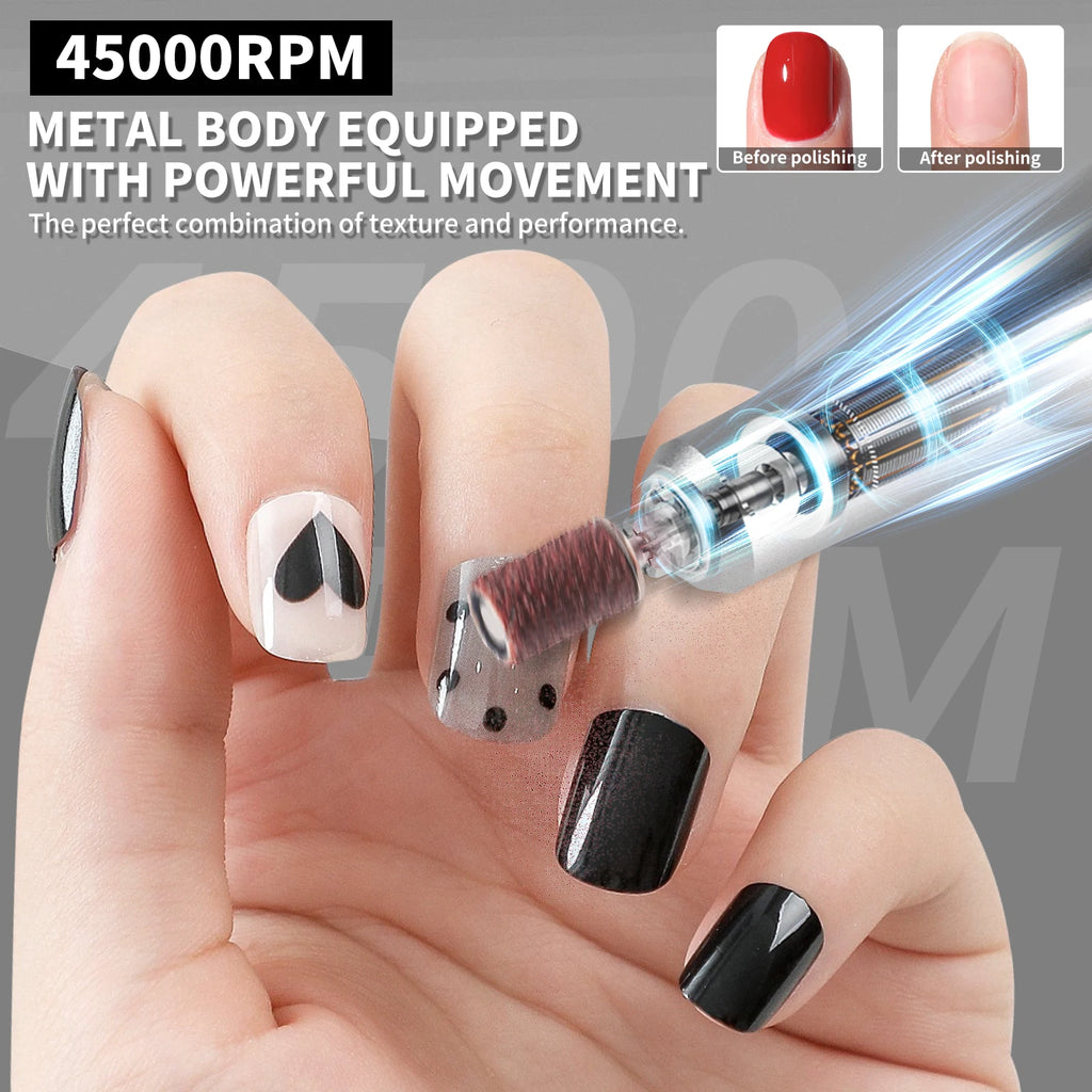 45,000 RPM Cordless Professional Nail Drill – LED Display, Low‑Noise Precision Sander for Salon‑Quality Manicures  $79.99