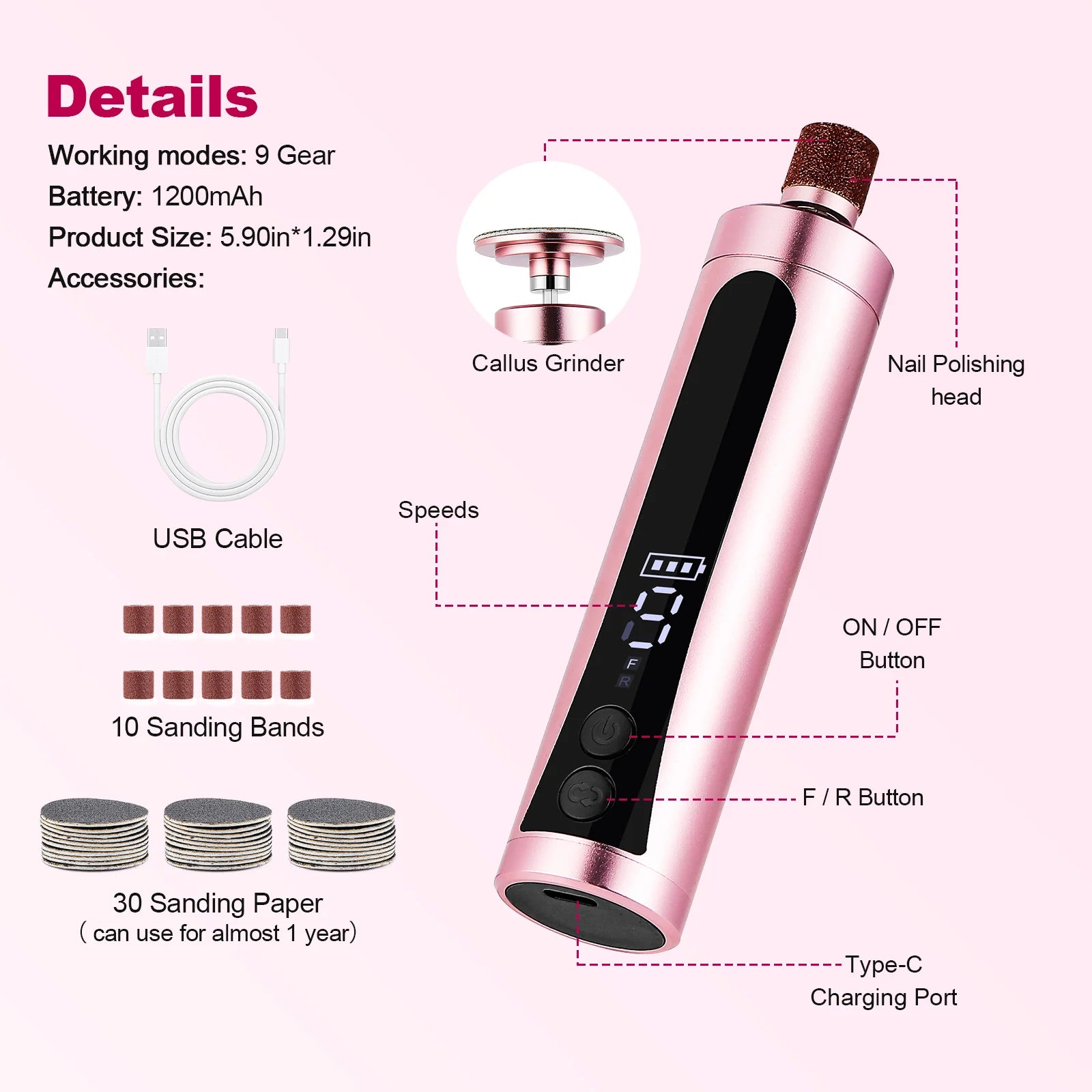 Electric Foot File & Callus Remover – Rechargeable Pedicure Tool for Smooth Heels, Dead Skin Removal & At‑Home Foot Care $29.99