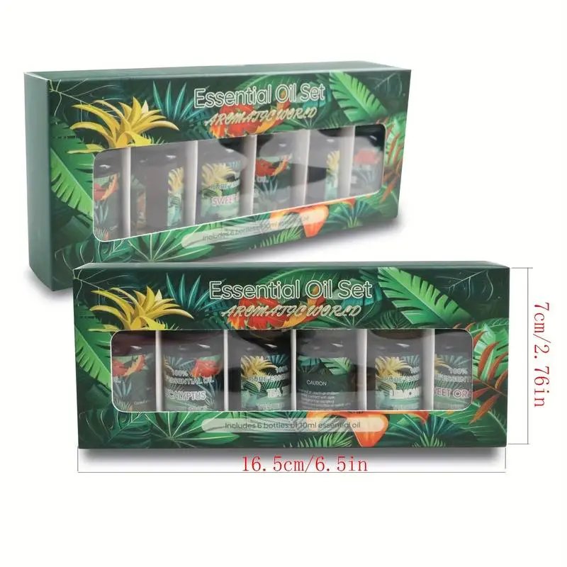 Aromatic World Essential Oil Collection — 6‑Pack Pure Therapeutic‑Grade Oils for Home, Spa & Wellness - Day And Night Shopping